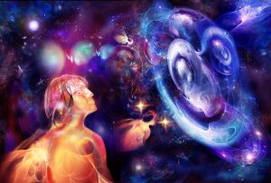 A man in space looks at creation